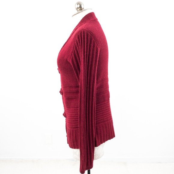 Shanghai Tang L Cashmere Silk Cardigan Sweater Red - Picture 4 of 10